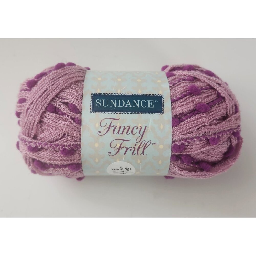 Sundance Fancy Frill Yarn Rose Taupe With Poms 100g 20 Yards 3.5 Oz
